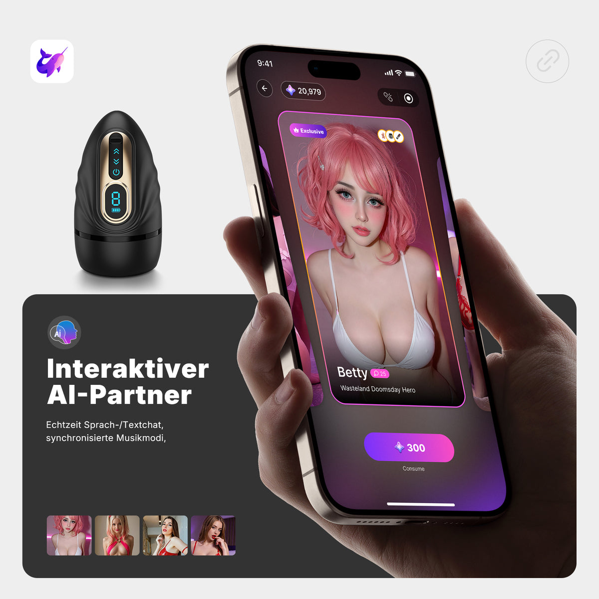 1-MP| Smart Masturbator mit App-Steuerung