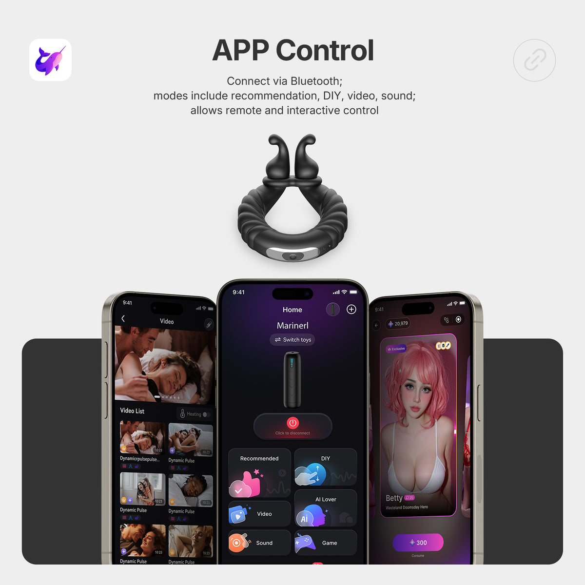 ECLIPSE| APP-Penisring mit Vibration