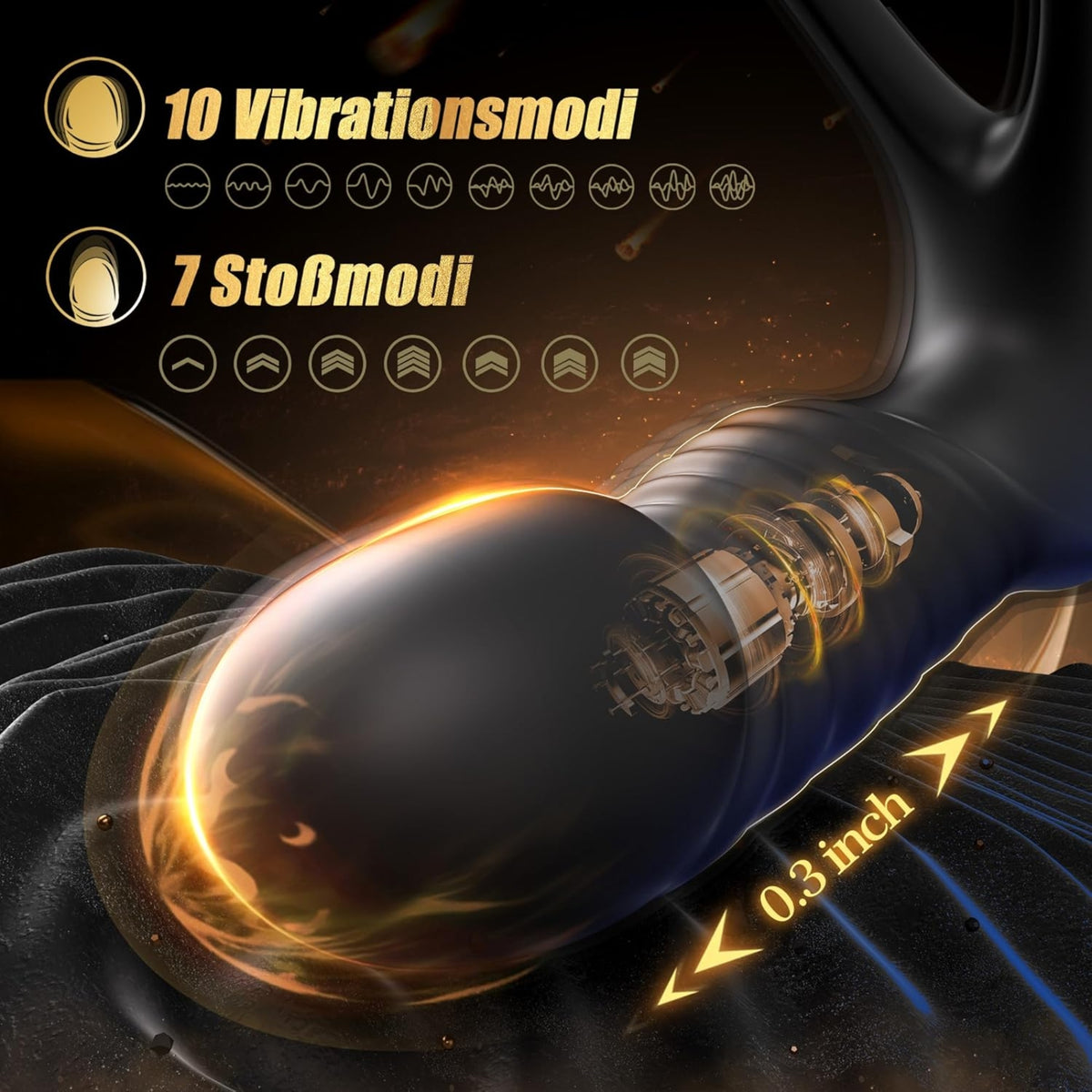 VELA-BLACK| 4-in-1 Prostata-Vibrator mit Cockring & Fernbedienung