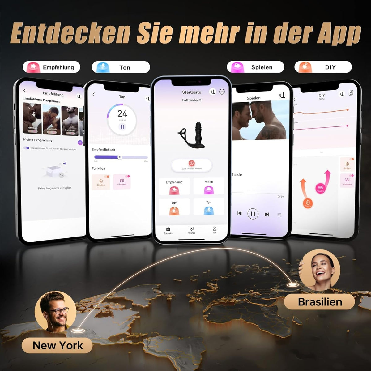 PATHFINDER 3| APP-3-in-1 Prostata-Vibrator mit Cockring & Fernbedienung