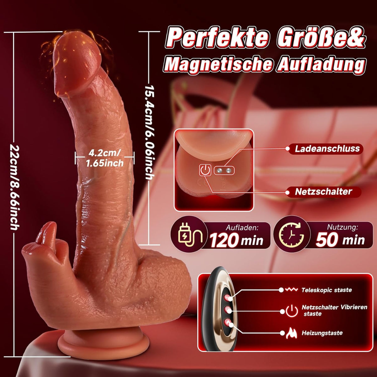 DOOM| APP & Fernsteuerbarer Stossdildo mit Saugnap
